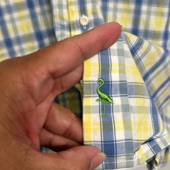 Men's Tailorbyrd Yellow Blue White Plaid Button Down Shirt Size 2XLT EUC #6383 - Picture 4 of 7